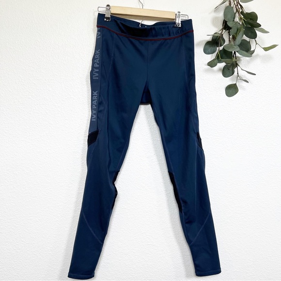 IVY PARK- Mesh Insert Logo Band Navy Leggings M - Picture 3 of 7